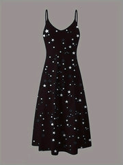 Vestido sin tirantes de estampado celestial azul marino para mujer, ropa casual de temporada, ropa de descanso