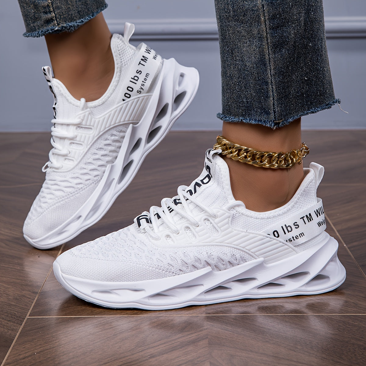 Unisex Breathable White Casual Hollow-Soled All-Season Sneakers