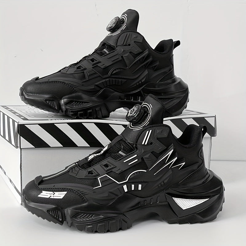 Men's Casual Sneakers with Round Toe Lace-Up Low Top Faux Material for Spring Fall