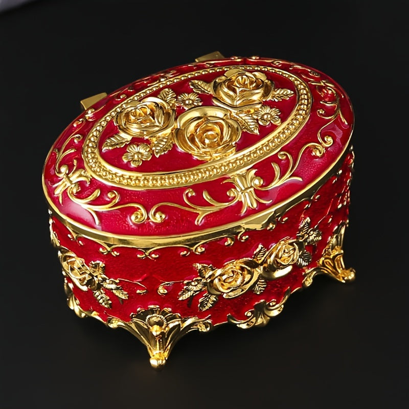 Emajl zargarlik buyumlari qutisi uchun quloqchinlar, uzuklar va taqinchoqlar Retro metall tashkilotchisi ayollar uchun sovgʻa