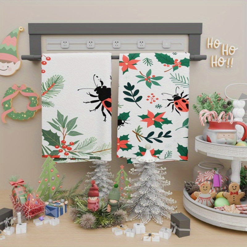 Christmas Kitchen Towels Set 18x26 Inches Festive Holiday Decor Soft