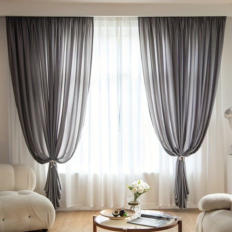 Gray Velvet Curtain for Privacy and Home Decor Semi-Sheer Rod Pocket 1 Piece