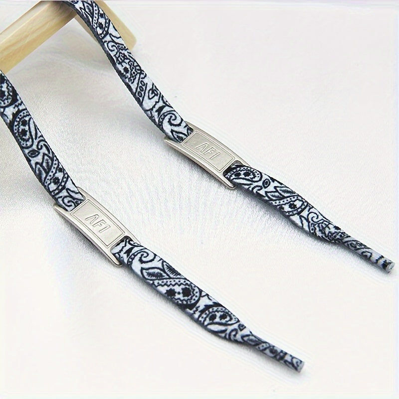 Unisex Flat Shoelaces with Decorative Buckles for Canvas and Sports Shoes