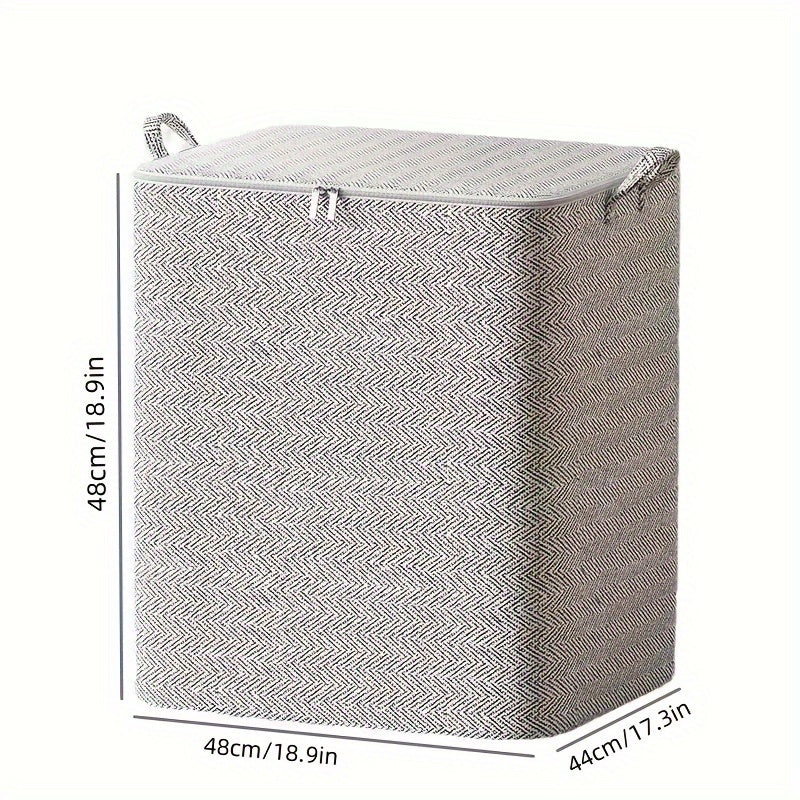 Large Non-Woven Fabric Storage Bin with Lid Handles and Zipper for Clothes Toys and Quilts