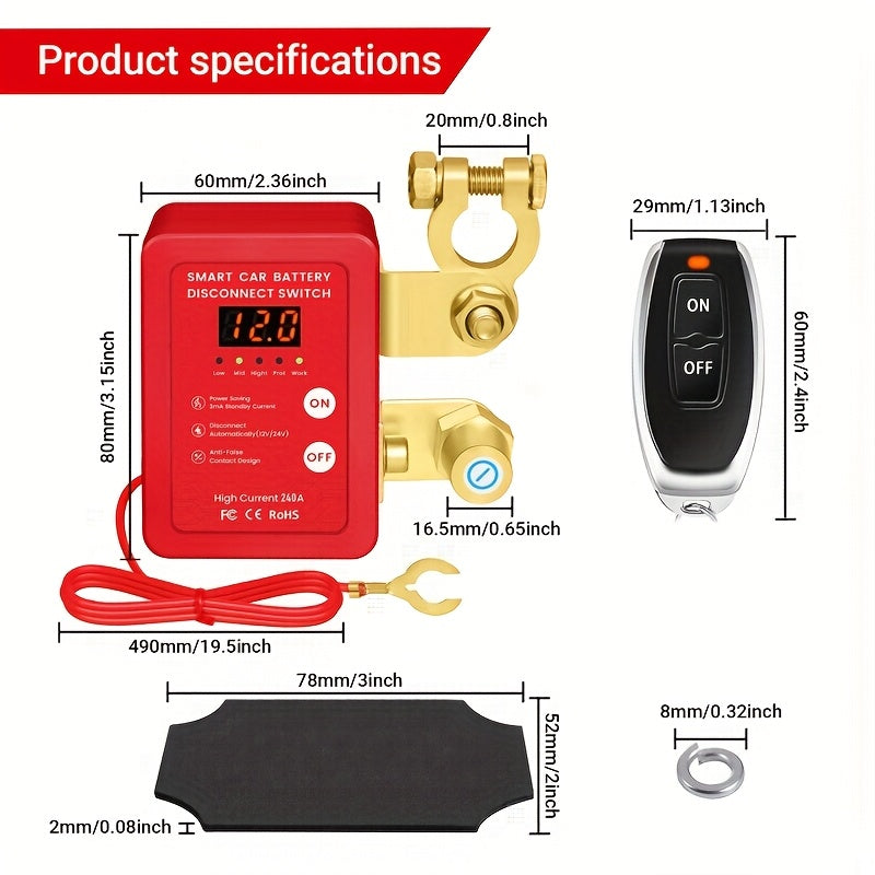 Digital Voltage Display Car Battery Disconnect Switch for Vehicles and Boats