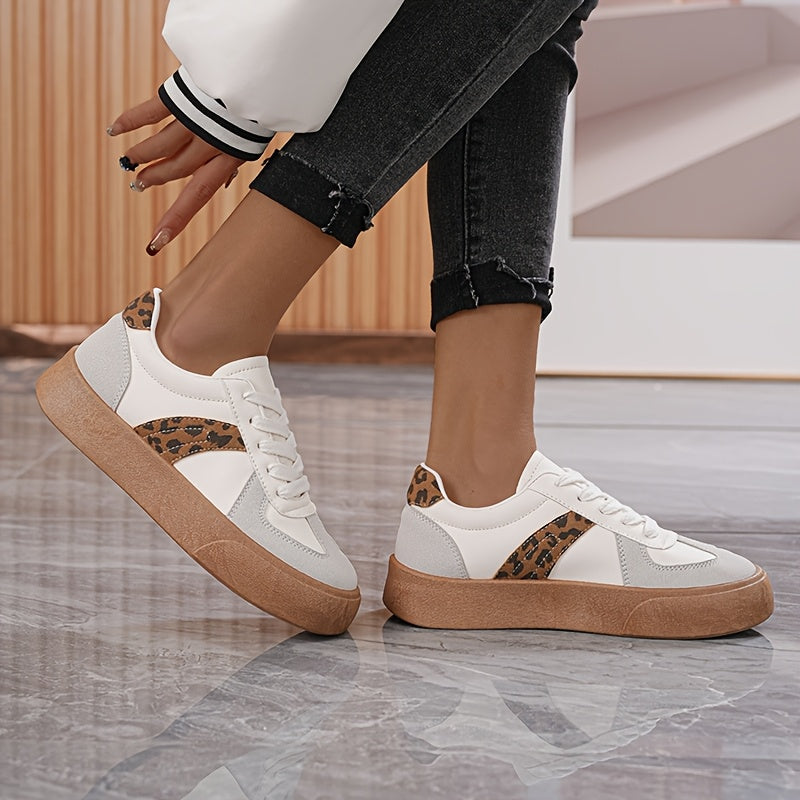 Women's Casual Lace-Up Sneakers with Soft Sole and Rounded Toe