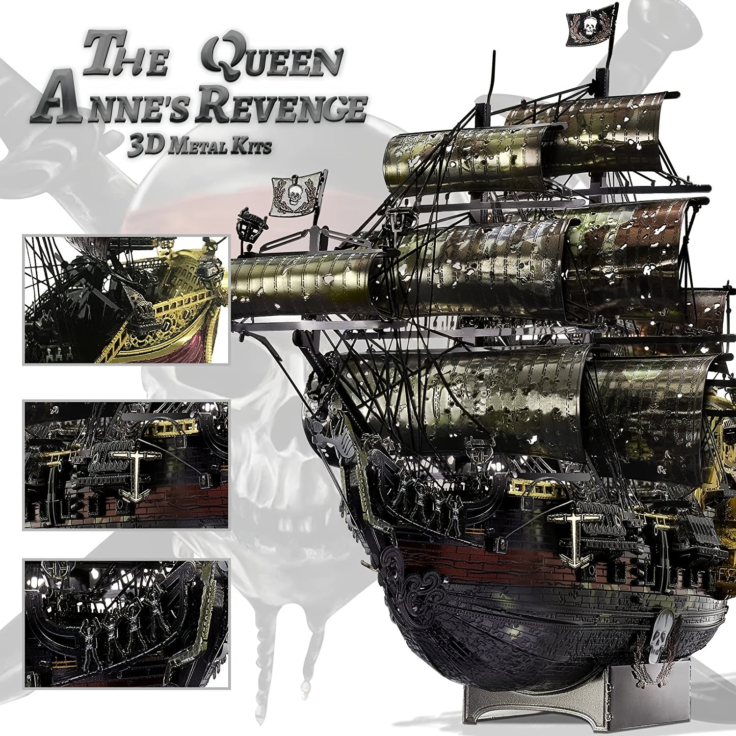 Rompecabezas de cobre 3D para adultos, modelo de barco pirata Flying Dutchman, kit de bricolaje, regalo de artesanía náutica