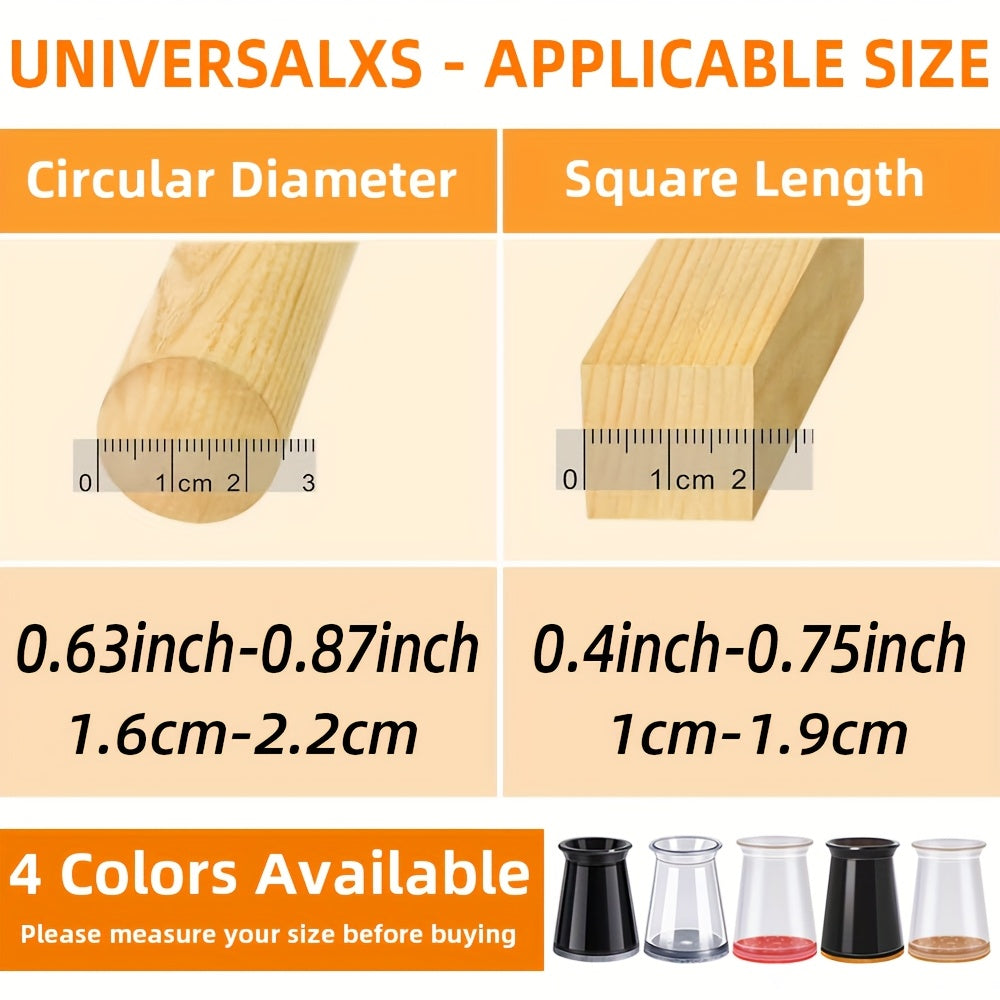 20pcs Furniture Leg Covers for Round and Square Legs Non-Slip Floor Protection Black Transparent