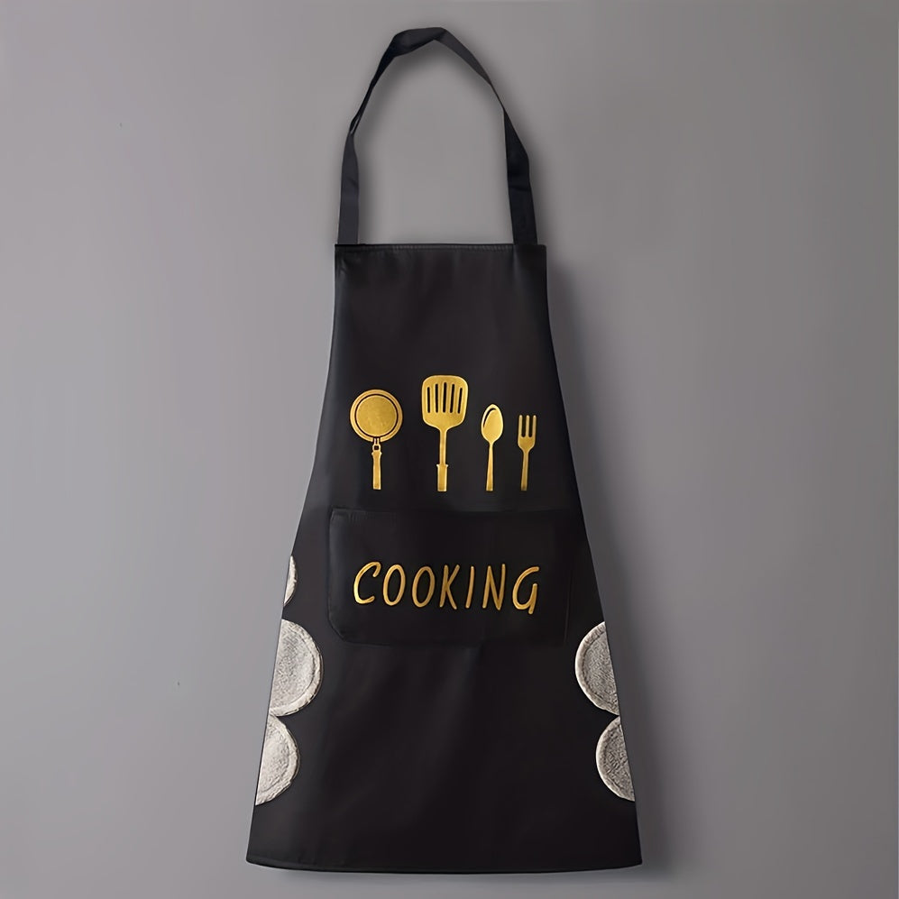 Large Waterproof PVC Cooking and Baking Apron for Women with Wipe Pockets