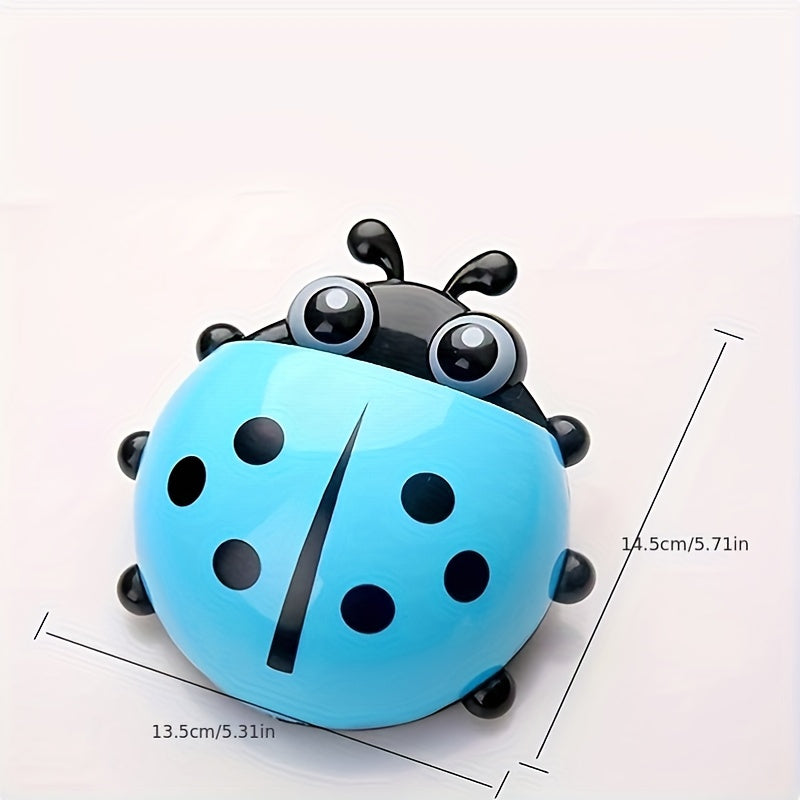 Porta cepillos de dientes de pared con forma de mariquita y ventosa para almacenamiento en el baño