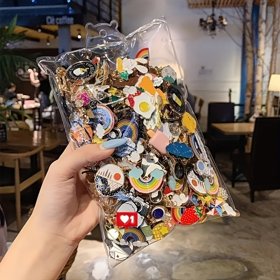 Set of 30 Cartoon Enamel Pins Mini Japanese Alloy Brooches Quirky Irregular Shapes