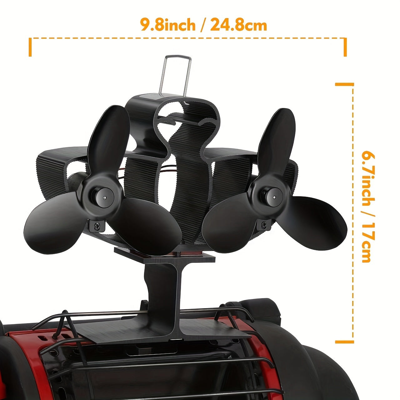 Ventilador de estufa de leña EcoFan con termómetro magnético, eficiente en combustible, de 6 aspas, no eléctrico