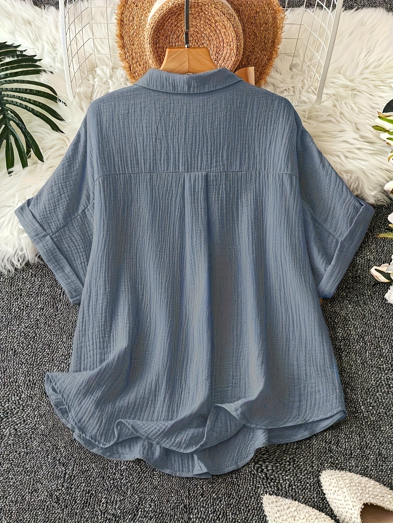 Женская блузка свободного кроя с коротким рукавом, дышащая ткань