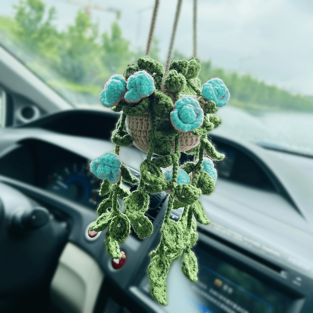 Handmade Crochet Car Mirror Charm Rearview Mirror Accessory Decor