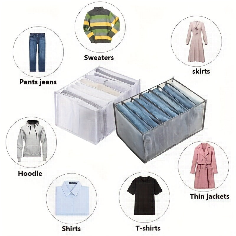 Foldable Cloth Closet Organizer Drawer for Jeans and T-Shirts, 7 Compartments