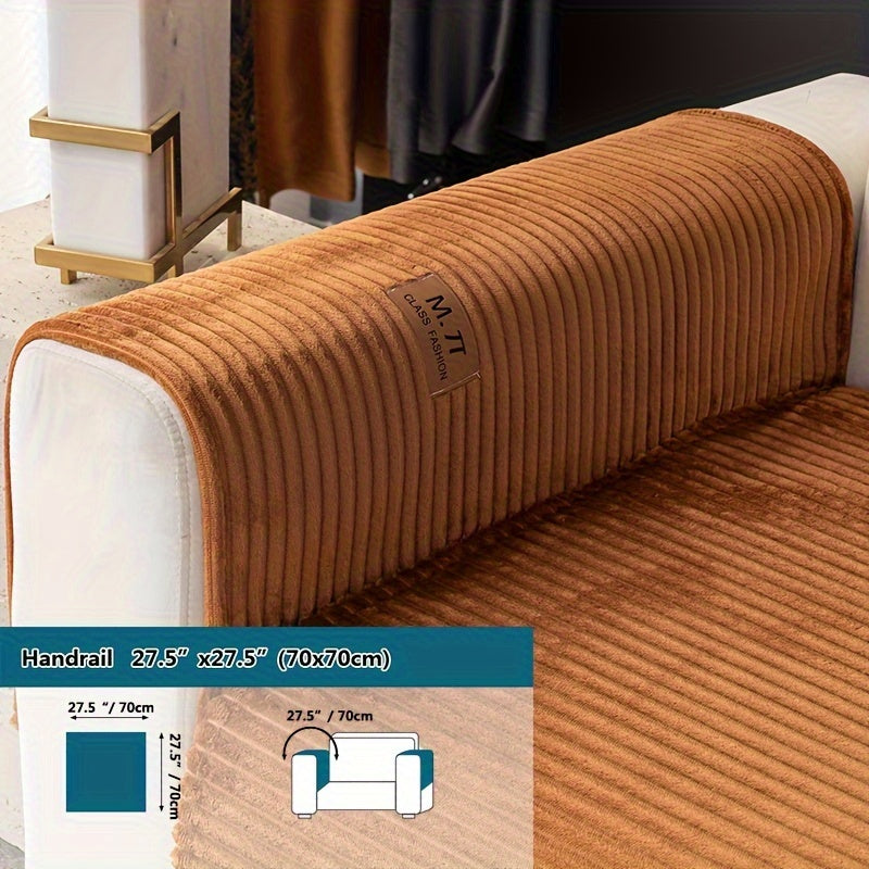 Плюшевый чехол на диван, толстый, теплый, зимний, противоскользящий, современный, дружелюбный к питомцам, для гостиной, спальни, офиса