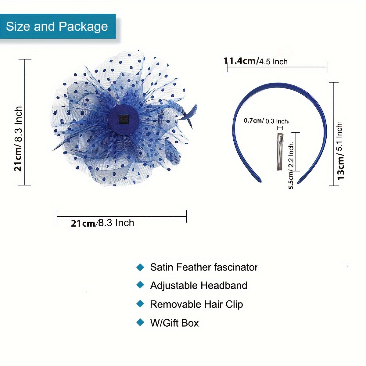 Fake Feather Fascinator Hat with Netted Tulle Hair Clip for Formal Events