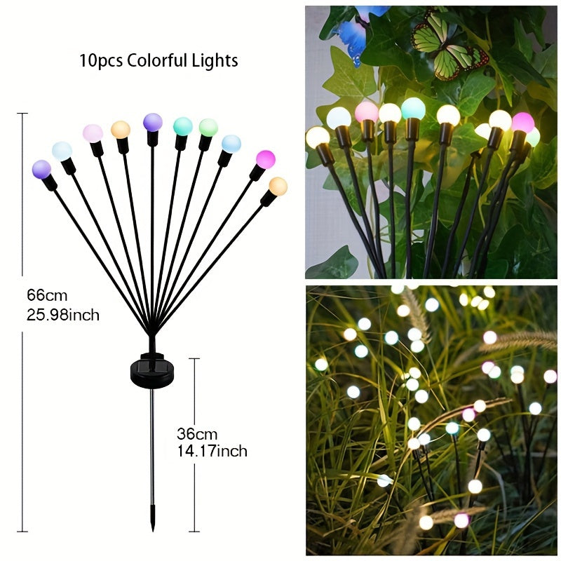 6/8/10 Solar Lawn Lamps Wind-Driven LED Firefly Garden Decor