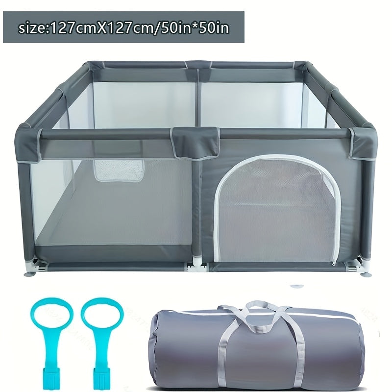 Baby Playpen for Toddlers with Mesh Non-Toxic Plastic Slip-Resistant Base and Storage Caddy