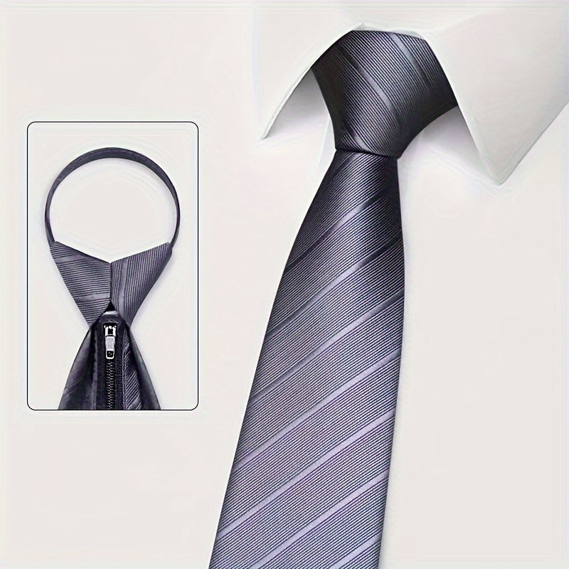 Men's Zipper Tie for Formal Events Wedding Banquet Grooms Best Men
