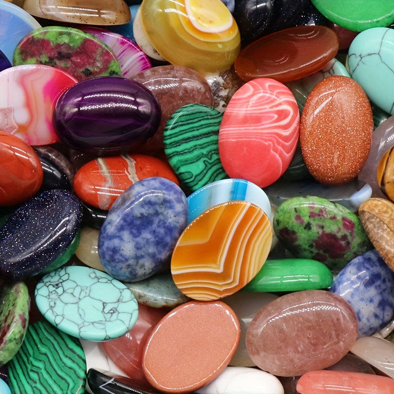20 Pieces Natural Semi-Precious Oval Stone for Home Decor