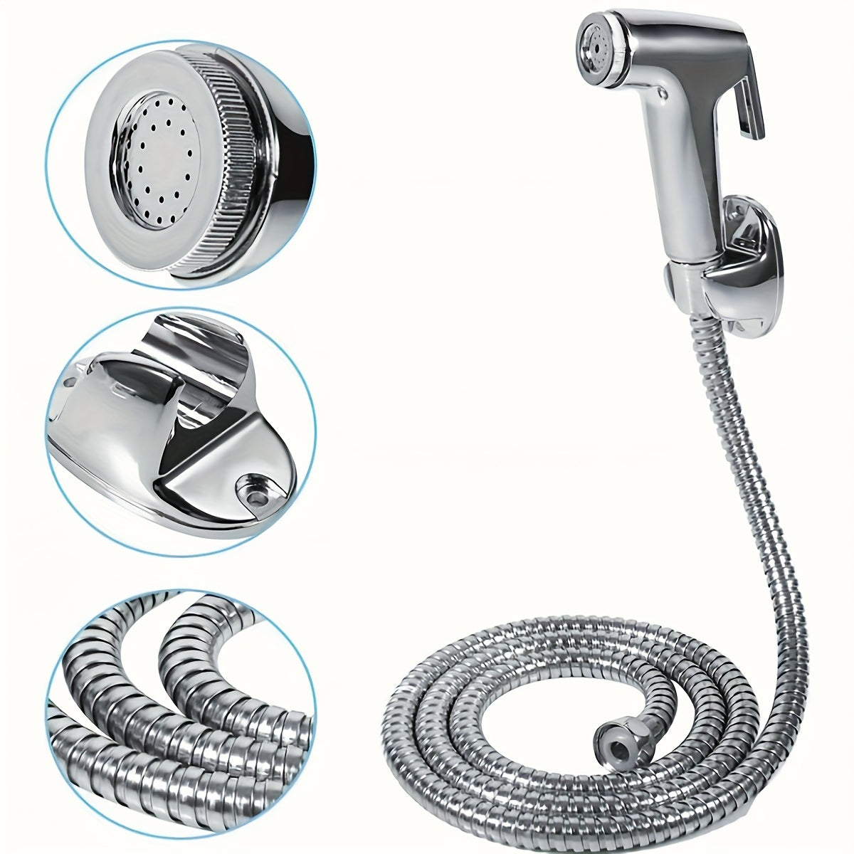 Bathroom Accessory Set with Handheld Shower Head Bidet Sprayer and Toilet Booster Nozzle Wall-Mounted Multi-Functional