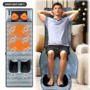 Massage Mattress with Heating, 10-Zone Vibration, Foot and Calf Massage, Grey Velvet Fabric