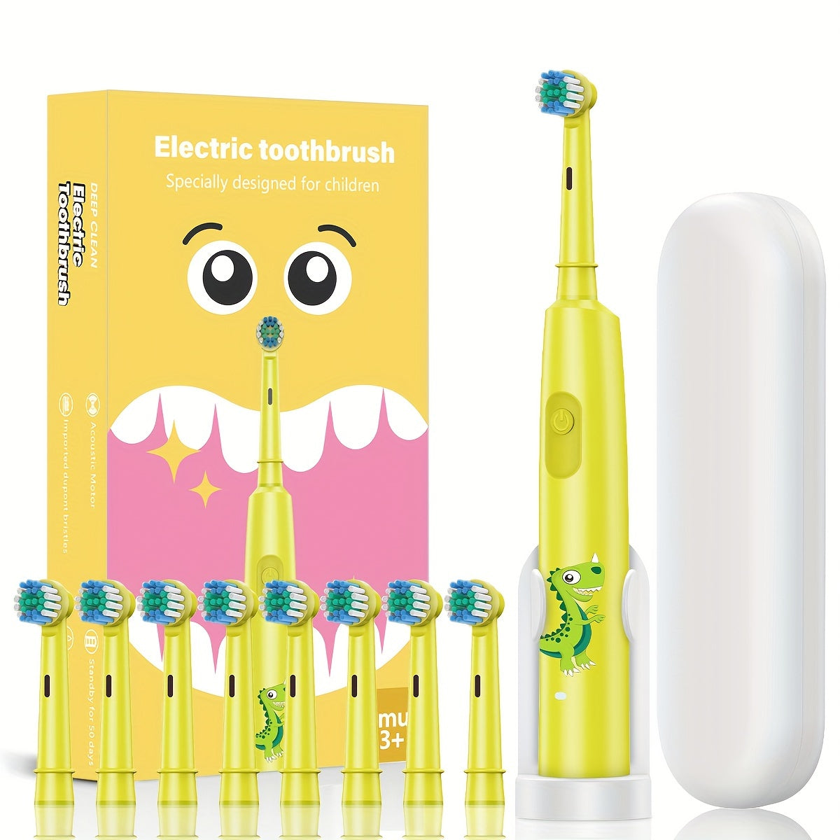 Yoshlar uchun elektr tish cho'tkasi, 3 rejimda, USB orqali zaryadlanadigan va chuqur tozalash uchun yumshoq tuklar bilan.