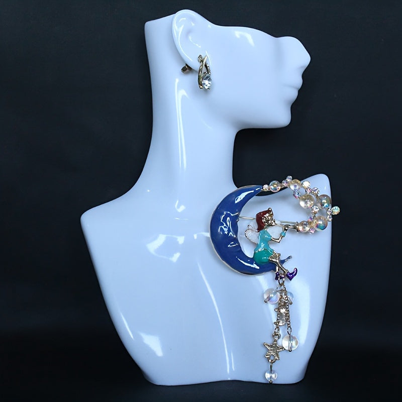 Vintage Elf Fairy Brooch with Dazzling Tassel Enamel Pin for Women