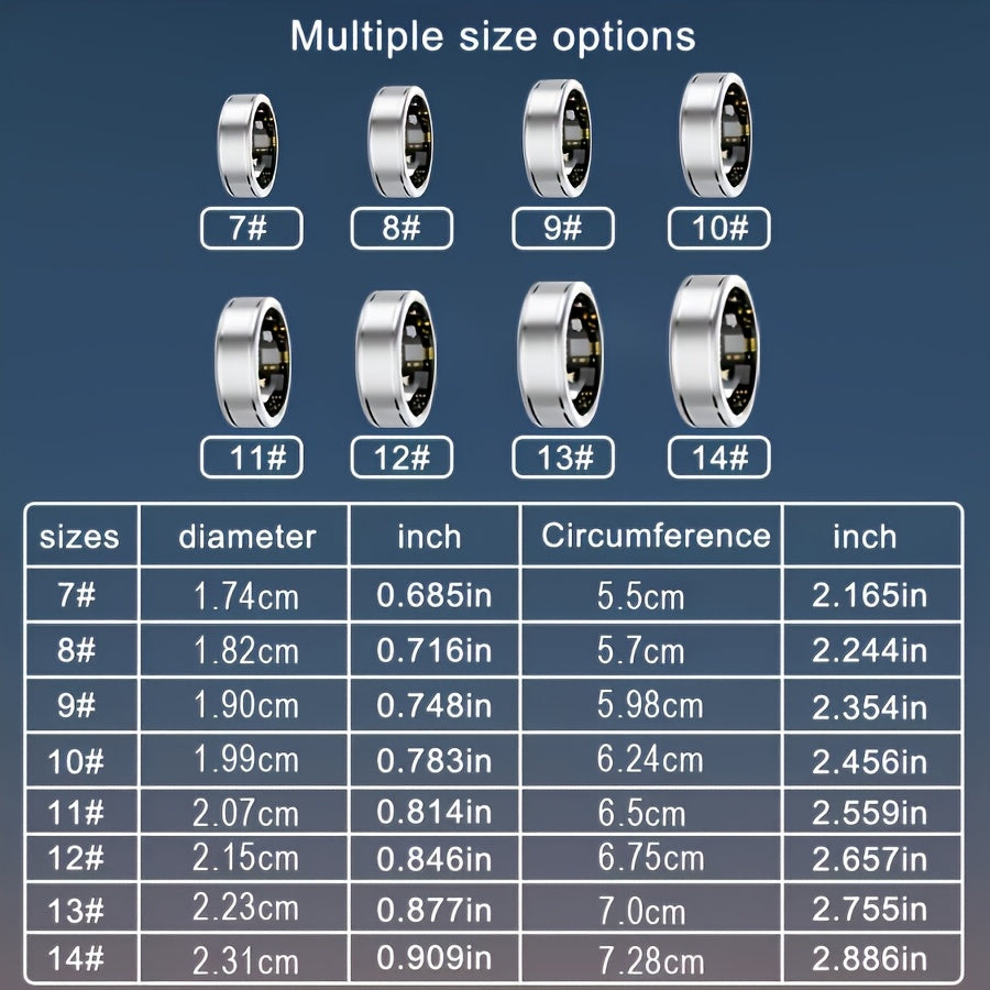 Qadamlar, kaloriya, ko'tarilish, mashg'ulot va masofani kuzatish uchun ixcham, zamonaviy aqlli uzuk. Aqlli foto funksiyasi va qulay kiyish xususiyatlariga ega. Thanksgiving uchun mukammal sovg'a yoki