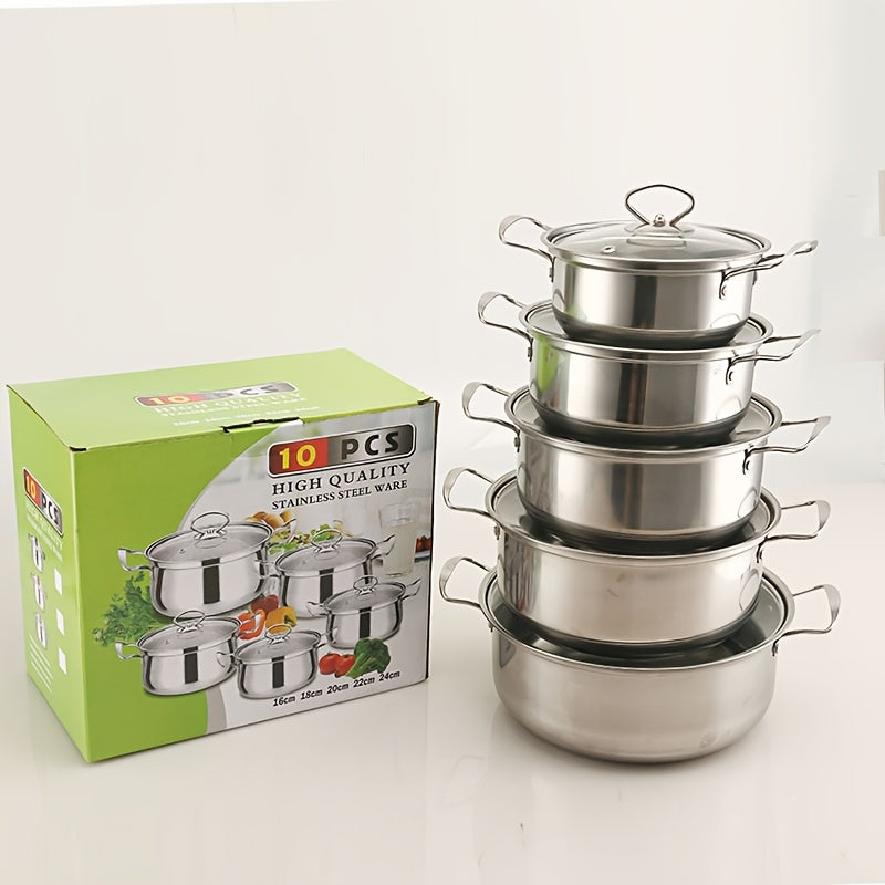 Stainless Steel Cookware Set 10 Pieces Non-Stick Pots and Pans for Home and Professional Cooking