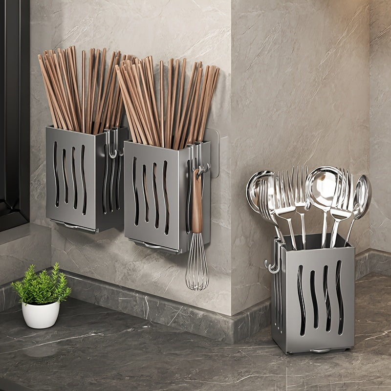 Multifunctional Kitchen Utensil Holder Wall Mount or Countertop Plastic Organizer