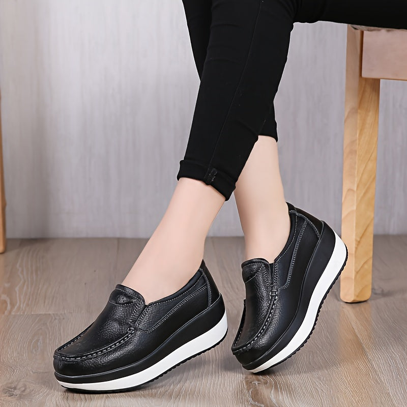 Women's Casual Canvas Sneakers, Slip-On Wedge Shoes, Soft Sole
