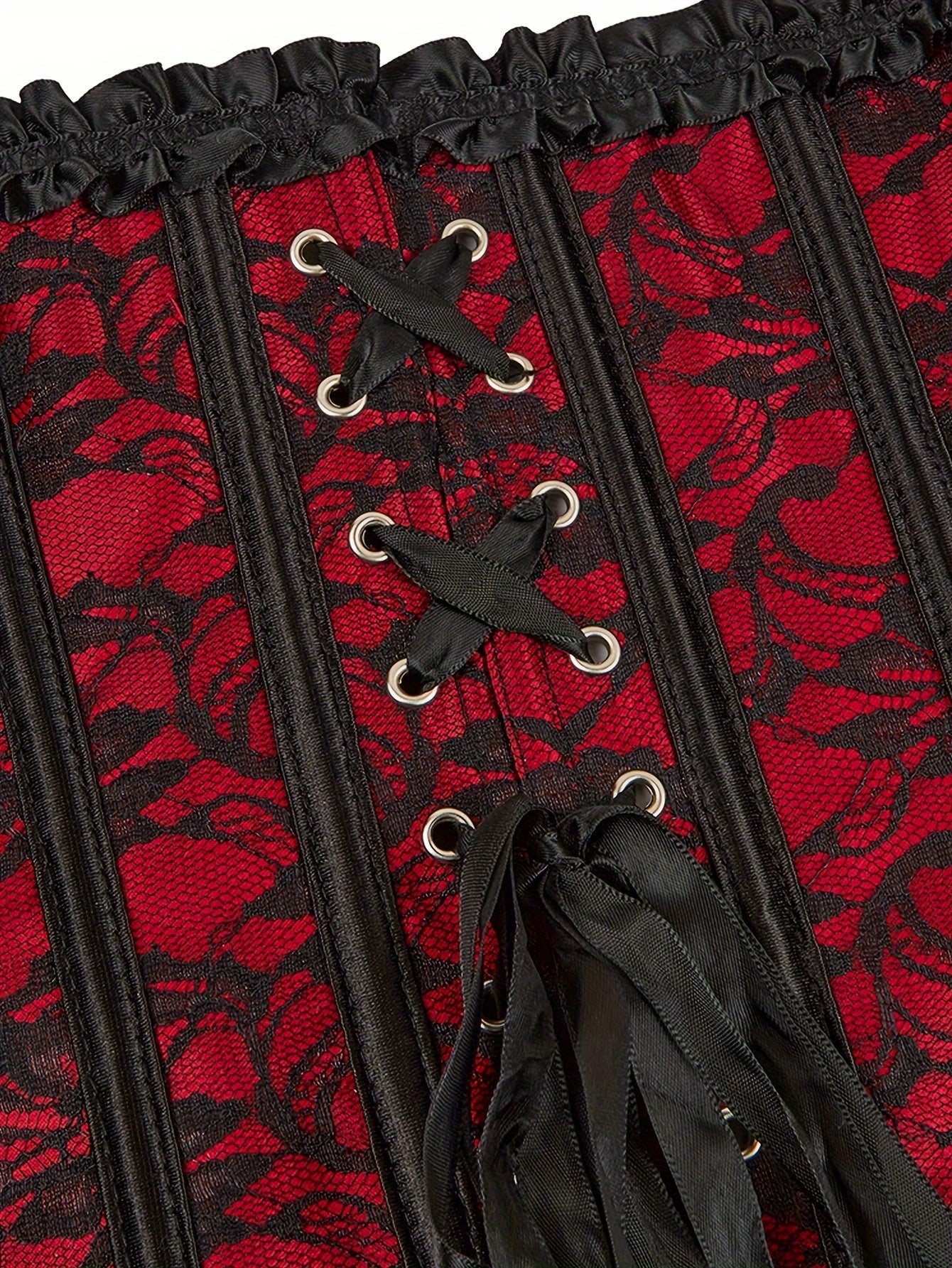 Women's Strapless Corset Bustier Tummy Control Lace-Up Shapewear