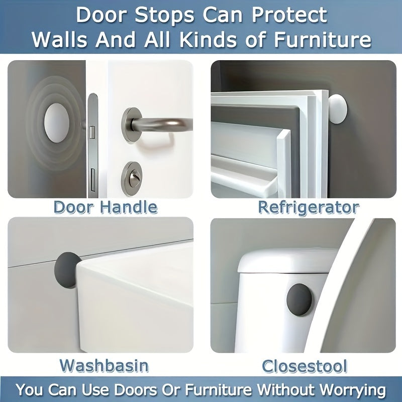 4 ta oq PVC dumaloq eshik tutqichlari uchun himoya to'plami, to'qnashuvlarni oldini olish uchun kuchaytirilgan bumper padlar, devorlar uchun mos, o'z-o'zidan yopishqoq stikerlar, quvvat talab qilinmaydi