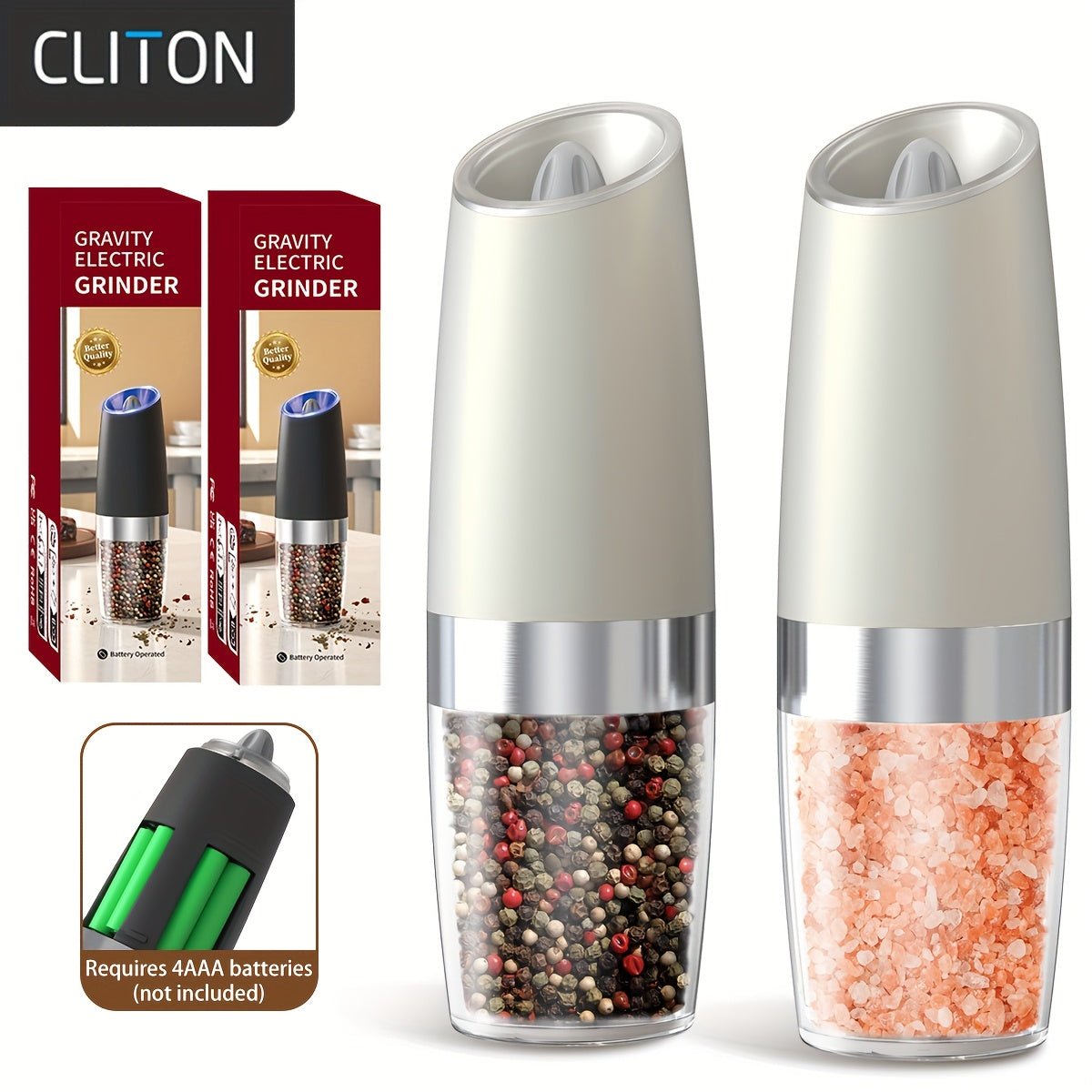 LED chirog'i bilan elektr tuz va murch maydalagich Avtomatik murch maydalagich