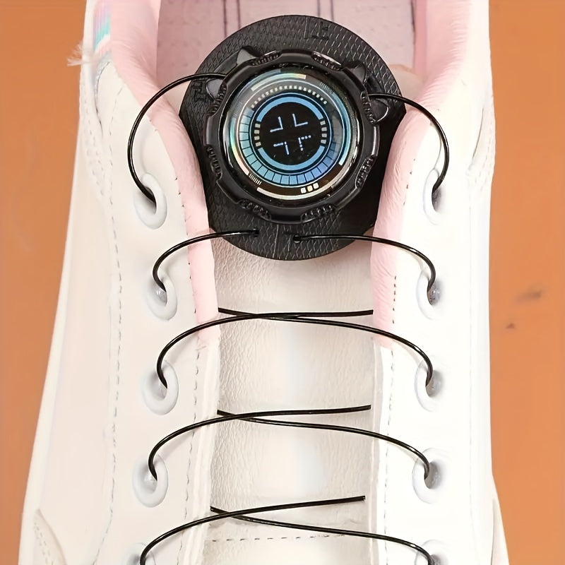 Unisex Elastic Shoe Buckles with Rotating Clips for Sports Shoes