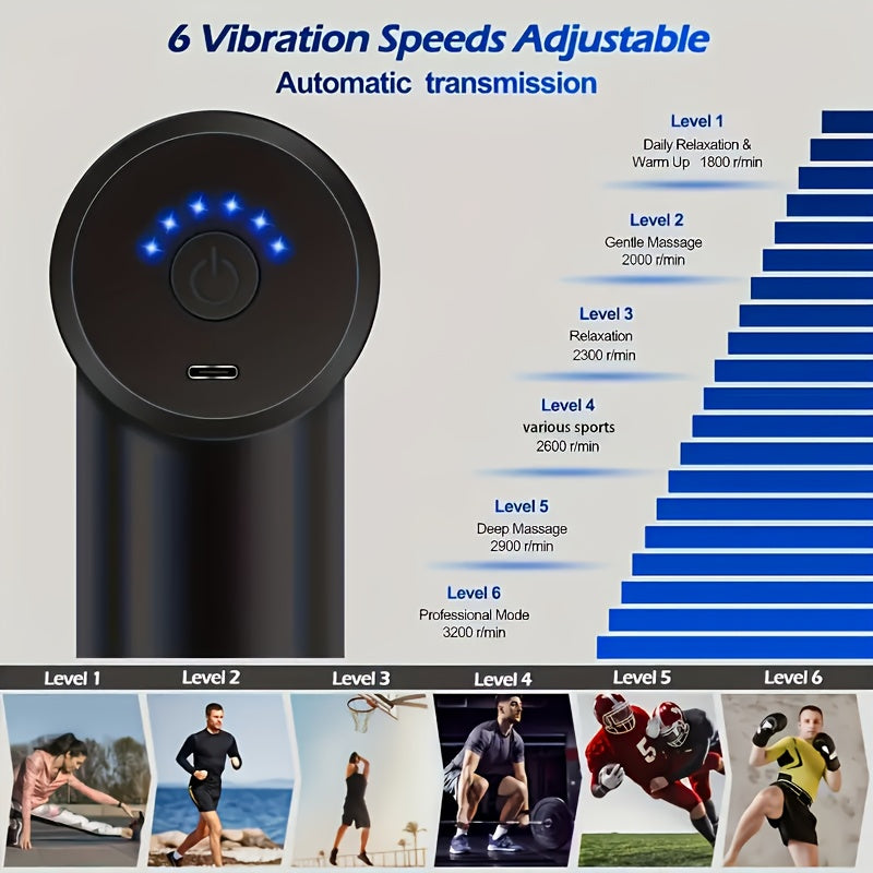 80W Mini Pro USB Rechargeable Massage Gun with 4 Accessories