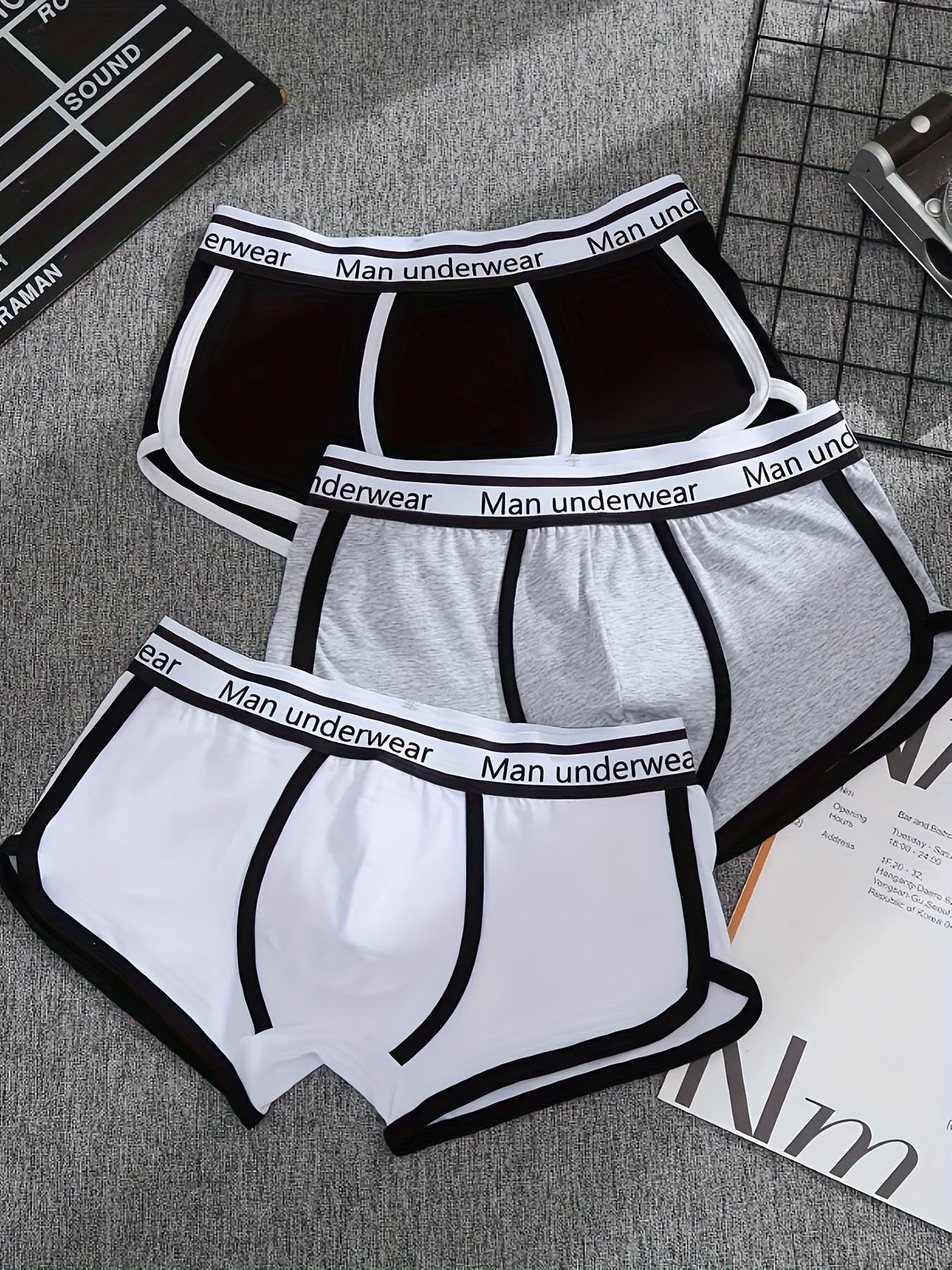 Men's Cotton Boxer Briefs 3-Pack Breathable Knit Shorties with Contrast Binding