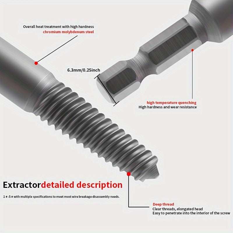 Набор извлекательных шестигранных головок для поврежденных винтов, прочные инструменты для ремонта автомобилей
