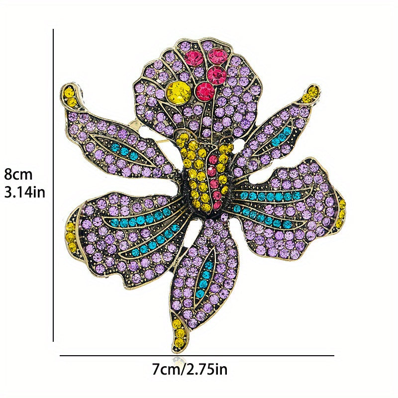 Women’s Gold Tone Baroque Flower Brooch with Rhinestones