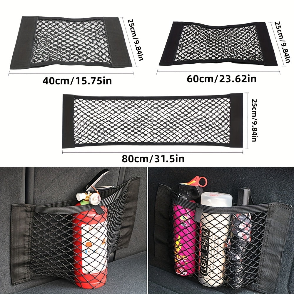 Universal Car Organizer with Storage Pockets and Elastic Mesh for Seat Back and Trunk