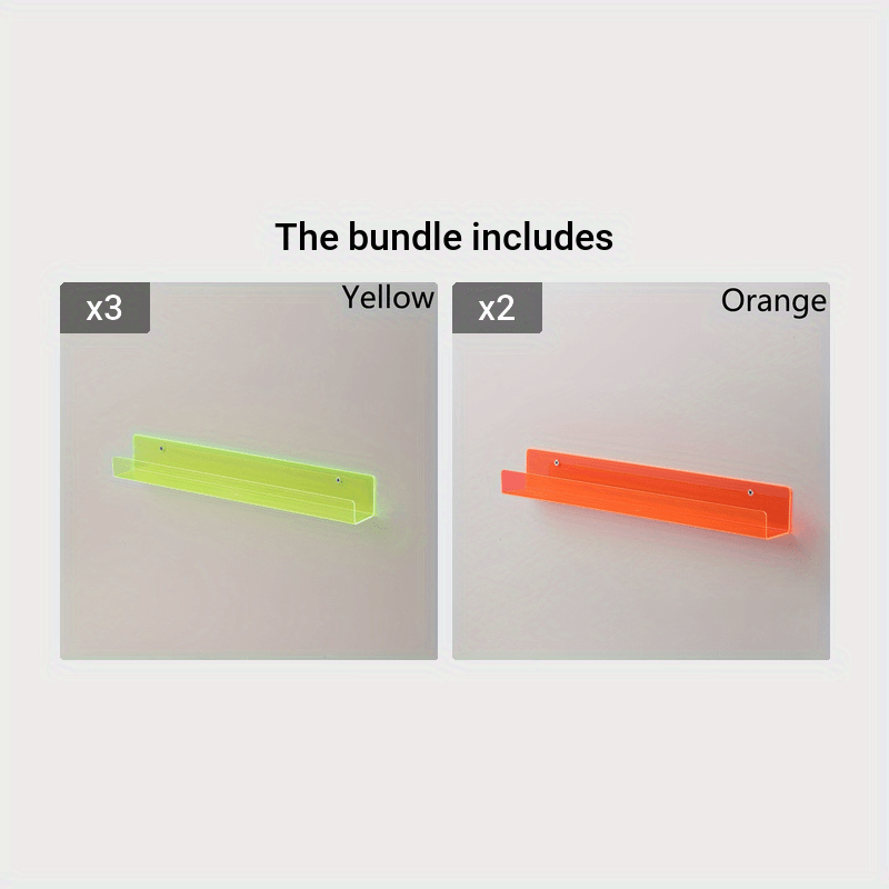 Akril U-shaklidagi devor qafasi, shaffof ko'rsatish polki, uy ofisi uchun osilgan kitob javoni