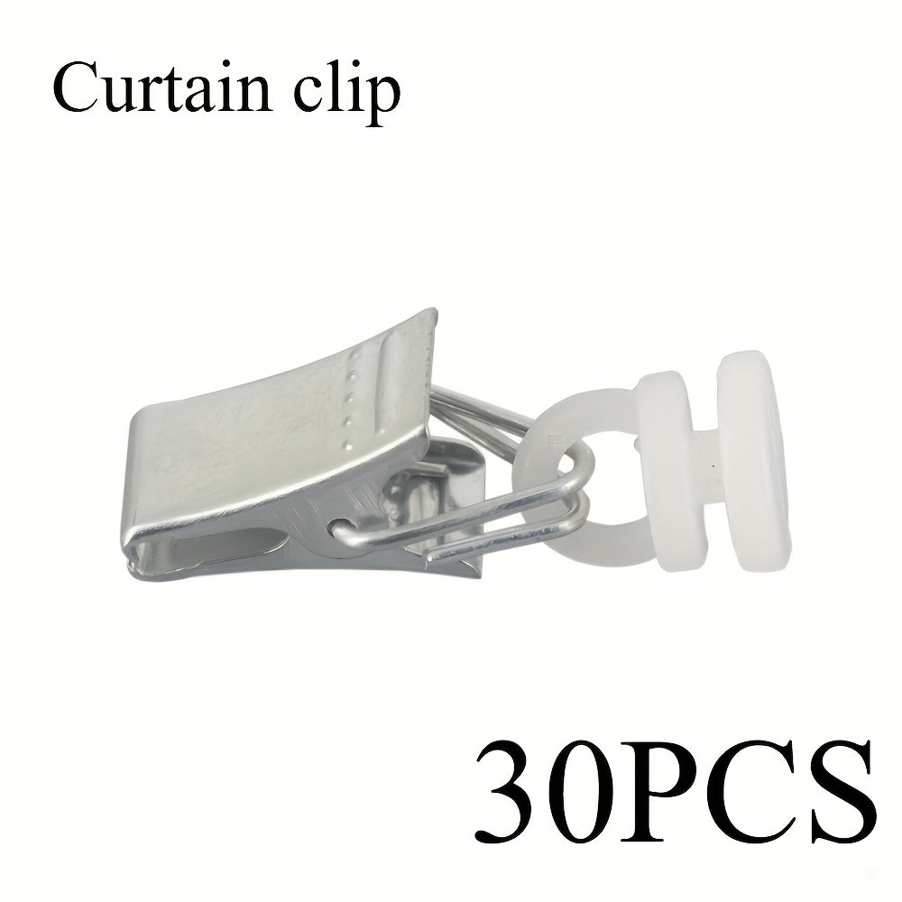 Set of 30 Plastic Curtain Pulley Clips with Track Hardware and Matching Clips