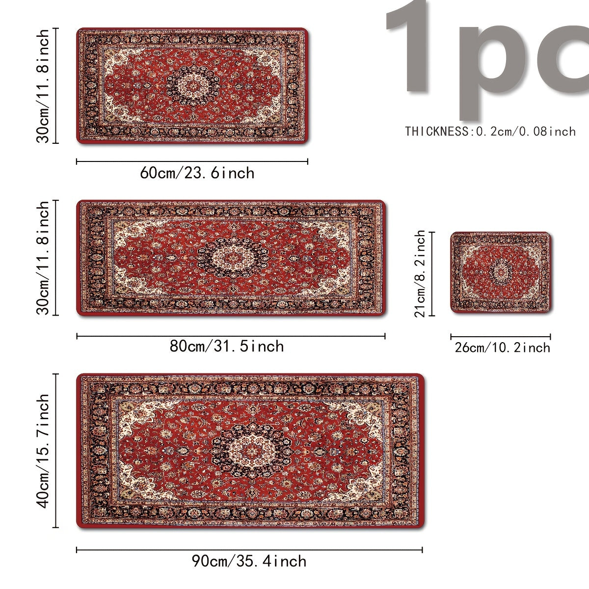 Винтажный персидский цветочный XL коврик для клавиатуры и мыши, изготовленный из прочного полиэстера и с нескользящей резиновой основой. Идеально подходит для домашнего офиса, игровой комнаты или рабочего пространства – отличный подарок для любого.