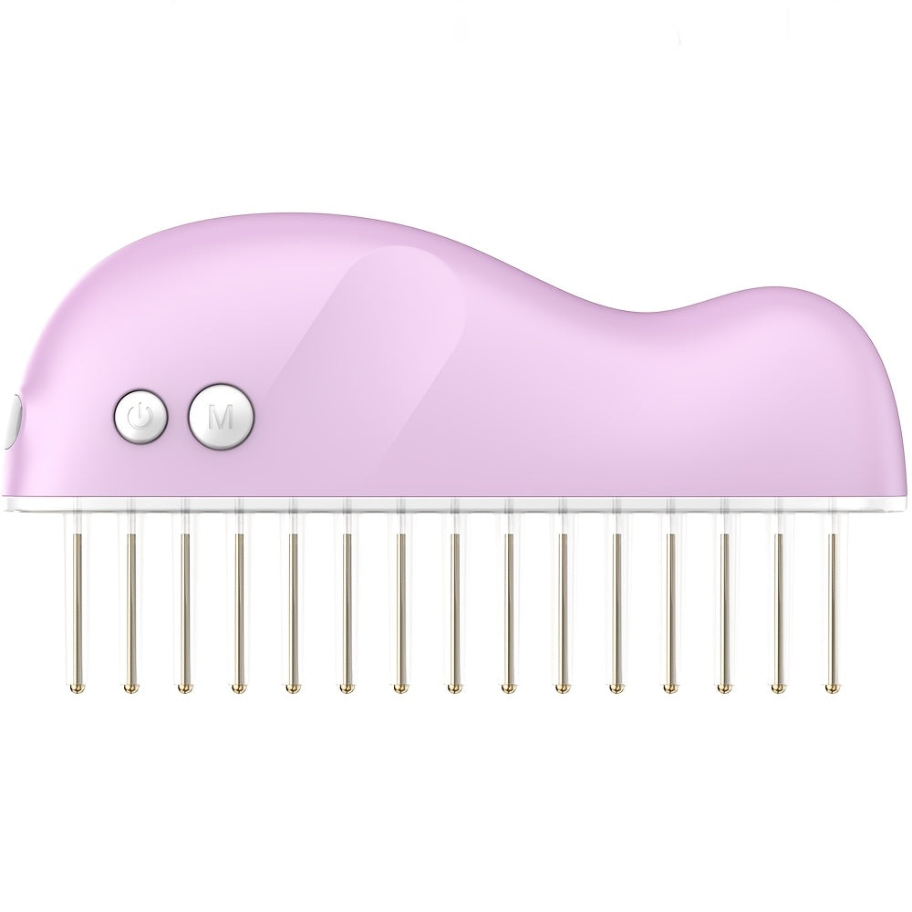 Portable Electric Scalp Massager Comb USB Rechargeable Head Relaxation Tool with Green Accents