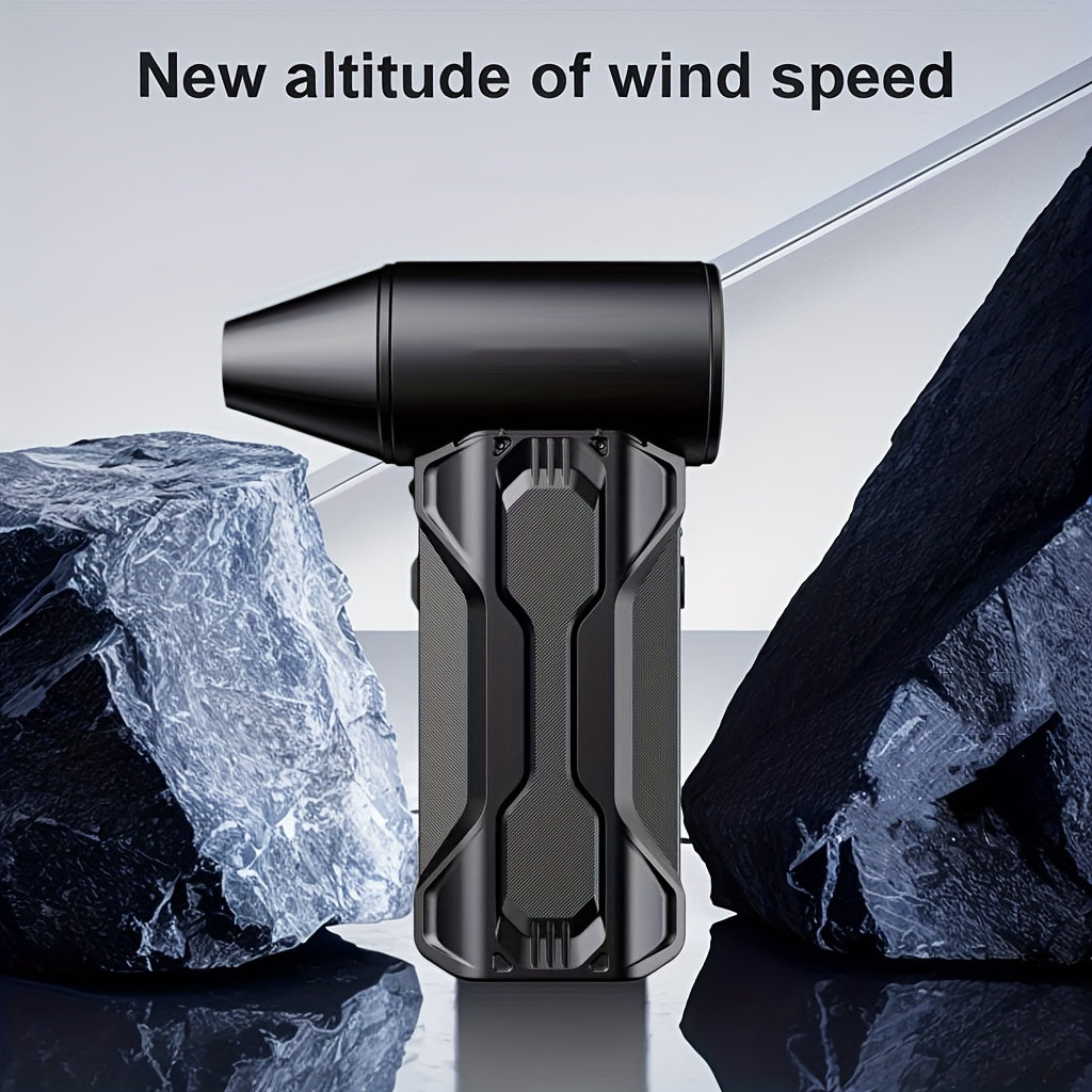 Mini USB Rechargeable Turbo Jet Fan for Computers Keyboards Cars Outdoor Black LED Display