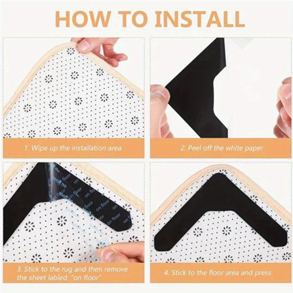 Carpet Corner Pads for Area Rugs 6/14/28 Pack Anti-Slip Reusable Washable L-Shaped Stickers