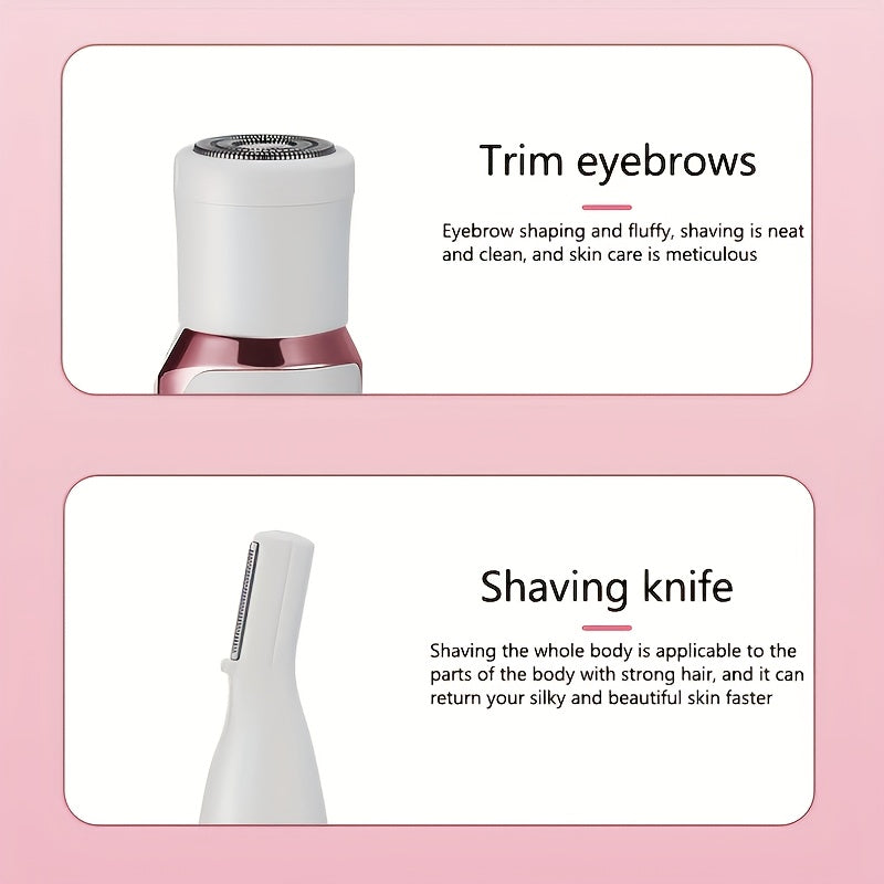 Women's Electric Shaver Kit USB Rechargeable Stainless Steel Blades for Face Nose Legs Bikini
