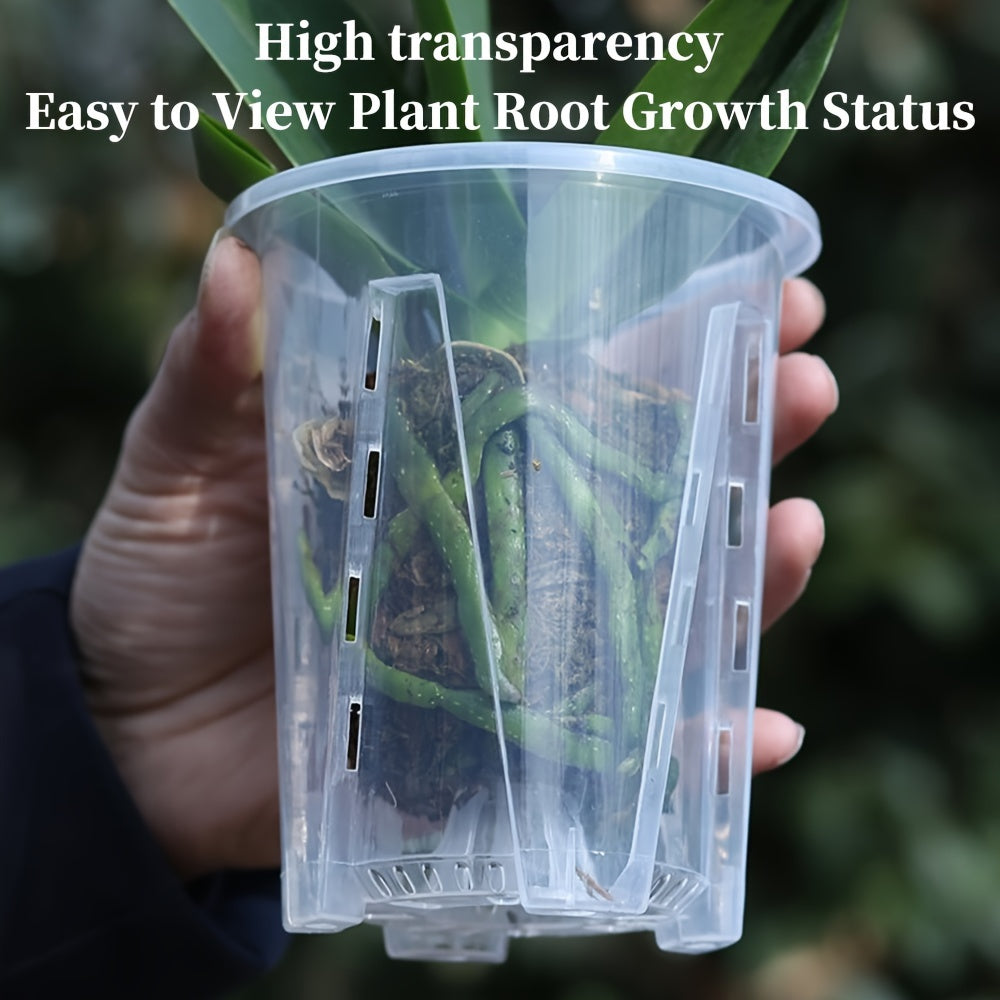 Clear Plastic Orchid Pots with Drainage Holes Pack of 5 for Indoor Outdoor Plants